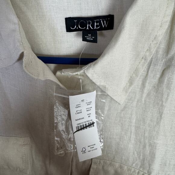 J Crew  Utility Linen Short Sleeve Mini Shirtdress US Women's M New - Picture 5 of 7